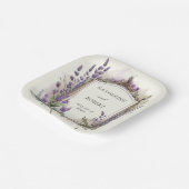 Waterverf Lavendel Regal Monogram Bruiloft Papieren Bordje (Gebogen)