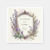 Waterverf Lavendel Regal Monogram Bruiloft Servet (Voorkant)