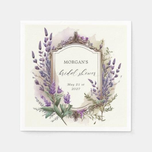 Waterverf Lavendel Regal Vrijgezellenfeest Servet (Voorkant)