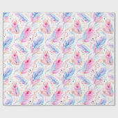 Waterverf Lavendel Roze Bright Feathers Spring Cadeaupapier (Vlak)