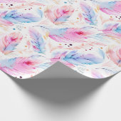 Waterverf Lavendel Roze Bright Feathers Spring Cadeaupapier (Hoek)