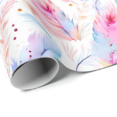 Waterverf Lavendel Roze Bright Feathers Spring Cadeaupapier (Rol Hoek)