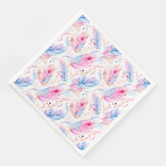 Waterverf Lavendel Roze Bright Feathers Spring Servet (Hoek)