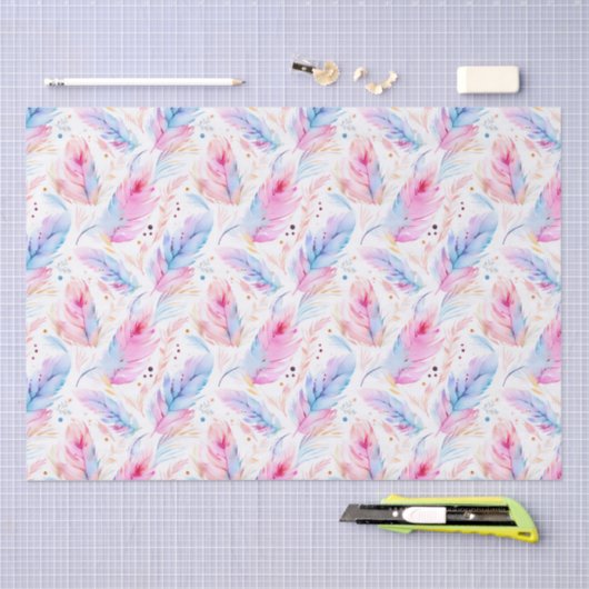 Waterverf Lavendel Roze Bright Feathers Spring Tissuepapier (Craft)