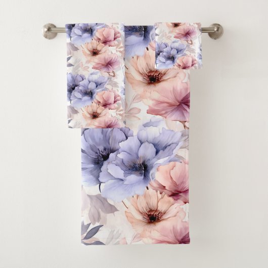 Waterverf Lavendel Roze Pastel Bloemen Lente Bad Handdoek (Insitu)