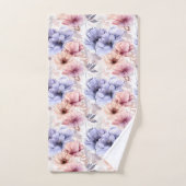 Waterverf Lavendel Roze Pastel Bloemen Lente Bad Handdoek (Handdoek)