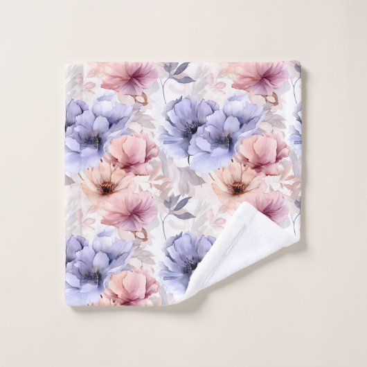 Waterverf Lavendel Roze Pastel Bloemen Lente Bad Handdoek (Wasdoekje)