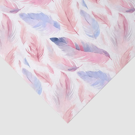 Waterverf Lavendel Roze Pastel Veren Spring Tissuepapier (Detail)