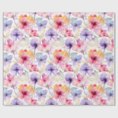 Waterverf Lavendel Roze Rode Pastel Bloemenveer Cadeaupapier (Vlak)