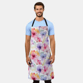 Waterverf Lavendel Roze Rode Pastel Bloemenveer Schort (Gedragen)