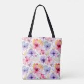 Waterverf Lavendel Roze Rood Pastel Bloemendeksel  Tote Bag (Achterkant)