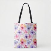 Waterverf Lavendel Roze Rood Pastel Bloemendracht  Tote Bag (Voorkant)