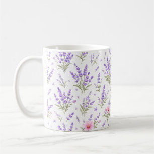 Waterverf Lavendel & Roze Wilde Bloem Koffiemok