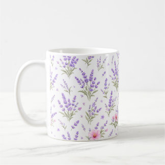 Waterverf Lavendel & Roze Wilde Bloem Koffiemok