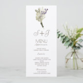 Waterverf Lavendel Rustieke Boeket Diner Menu (Staand voorkant)