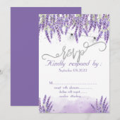 Waterverf Lavendel Slingerlichtjes Uitnodiging (Voorkant / Achterkant)