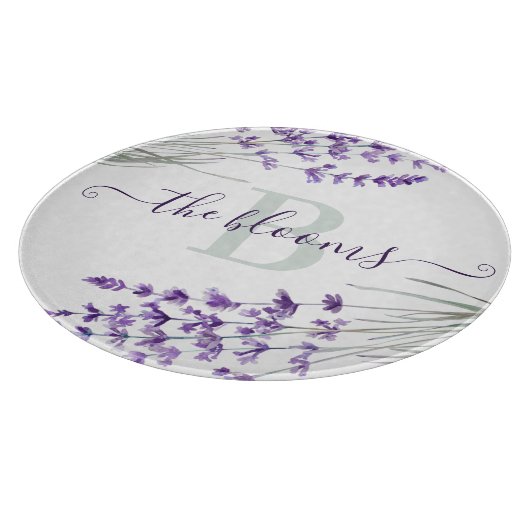 Waterverf Lavendel Snijplank met Monogram (Hoek)