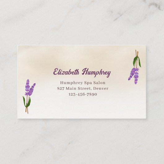 Waterverf Lavendel Spa Ontwerp Massage Therapeut Visitekaartje (Achterkant)