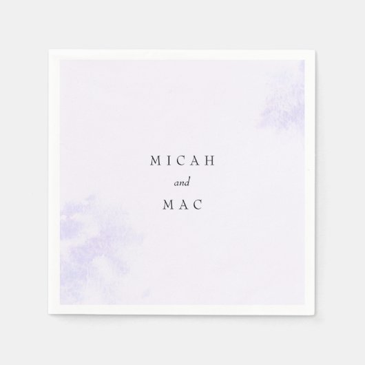 Waterverf Lavendel Splash Namen Bruiloft Servet (Voorkant)