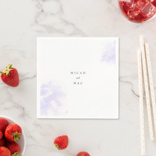 Waterverf Lavendel Splash Witte Namen Bruiloft Servet (Insitu)