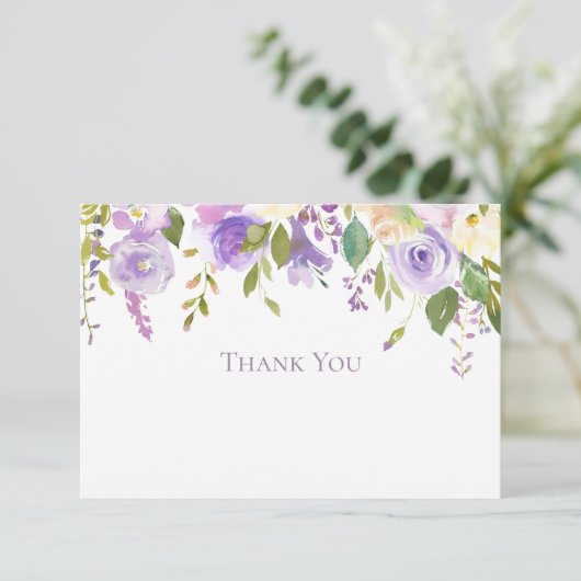 Waterverf Lavendel Tuin Bloemen Dank U Bedankkaart (Staand voorkant)