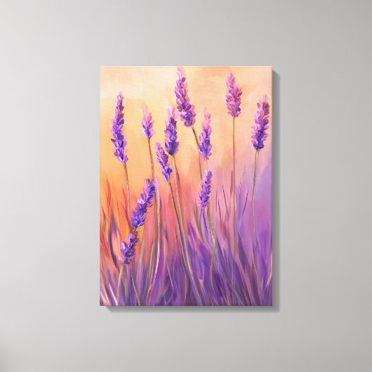 Waterverf Lavendel Veld Canvas Afdruk (Voorkant)
