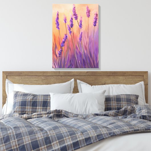 Waterverf Lavendel Veld Canvas Afdruk (Insitu (Slaapkamer))
