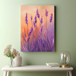 Waterverf Lavendel Veld Canvas Afdruk
