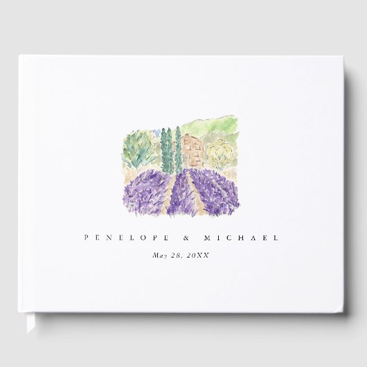 Waterverf Lavendel Velden Gastenboek (Voorkant)