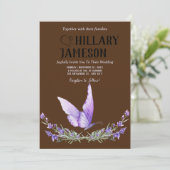 Waterverf Lavendel Vlinder bruiloft Kaart (Staand voorkant)