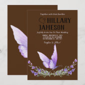 Waterverf Lavendel Vlinder bruiloft Kaart (Voorkant / Achterkant)