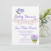 Waterverf lavendel vlinder rustiek baby shower kaart (Staand voorkant)