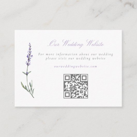 Waterverf Lavendel Wedding Website QR Code Informatiekaartje (Voorkant)