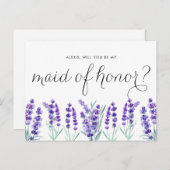 Waterverf Lavendel Wil je mijn bruidsmeisje zijn Uitnodiging Briefkaart (Voorkant / Achterkant)