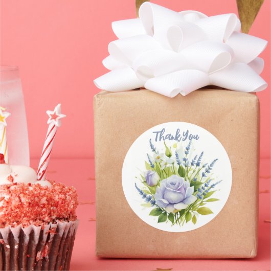 Waterverf Lavendel Wildflower Ronde Sticker (Feest)