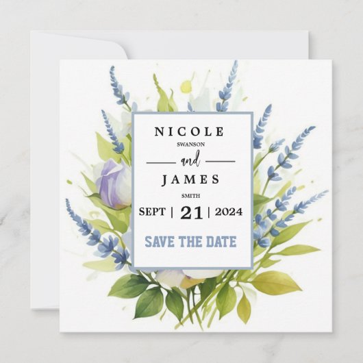 Waterverf Lavendel Wildflower Save The Date (Voorkant)