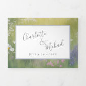 waterverf Lavendel Wildflower weide en landschap Drieluik Uitnodiging (Cover)