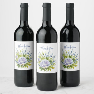Waterverf Lavendel Wildflower Wijn Etiket
