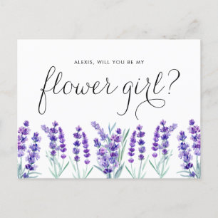 Waterverf Lavendel Zal Jij Mijn Bloemenmeisje Zijn Uitnodiging Briefkaart