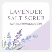 Waterverf Lavendel Zout Scrub Bloemig Vierkante Sticker (Voorkant)
