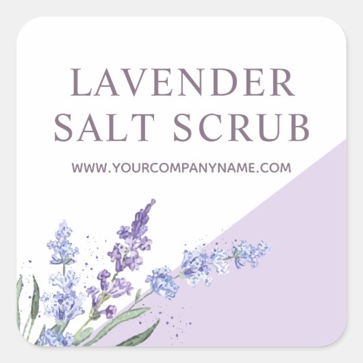 Waterverf Lavendel Zoutscrub Bloem Vierkante Sticker (Voorkant)