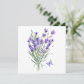 Waterverf lavendelbloemen kaart (Staand voorkant)