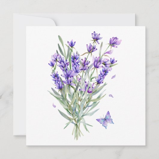 Waterverf lavendelbloemen kaart (Voorkant)