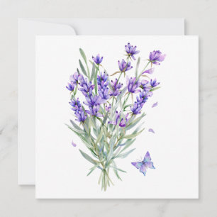 Waterverf lavendelbloemen  kaart