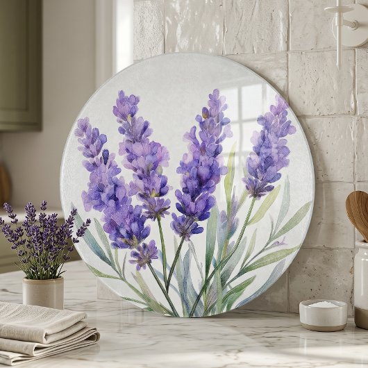 Waterverf lavendelbloemen snijplank