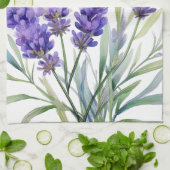 Waterverf lavendelbloemen theedoek (Gevouwen)