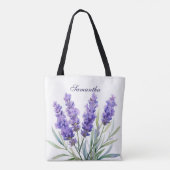 Waterverf lavendelbloemen tote bag (Achterkant)