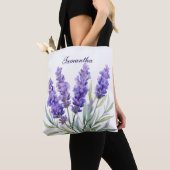 Waterverf lavendelbloemen tote bag (Dichtbij)