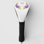 Waterverf lavendelbloemmonogram golfheadcover (Voorkant)