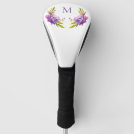 Waterverf lavendelbloemmonogram golfheadcover